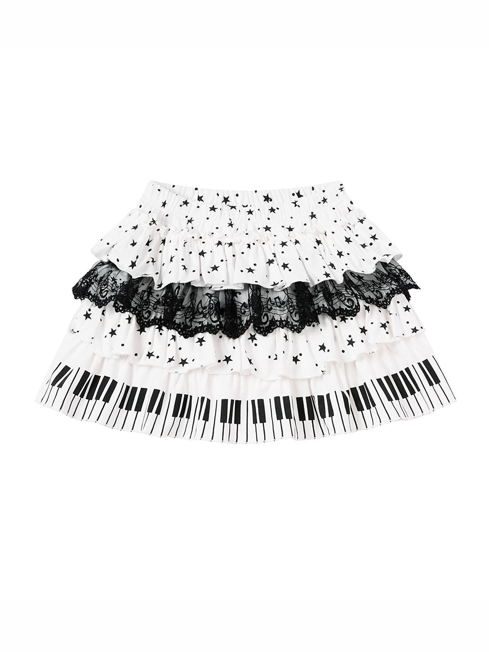 Star Graphic T-Shirt Piano Key Skirt