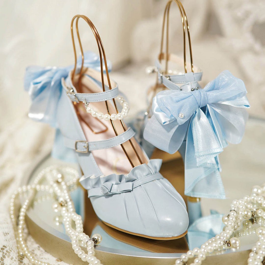 Apricot/White/Pink/Blue Mermaid Princess Bow Lolita High Heels