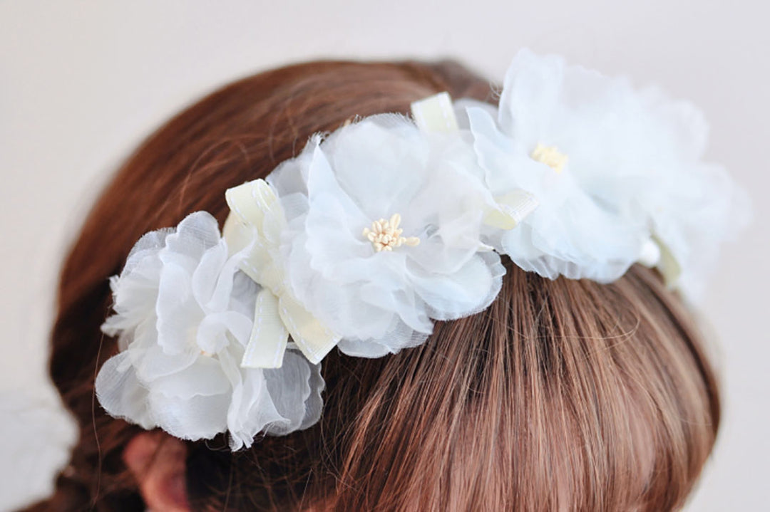 Artificial silk flower bow fairy headband