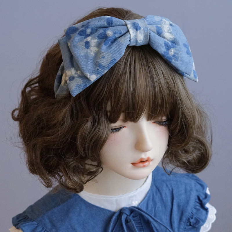 Bear Denim Large Bow Headband