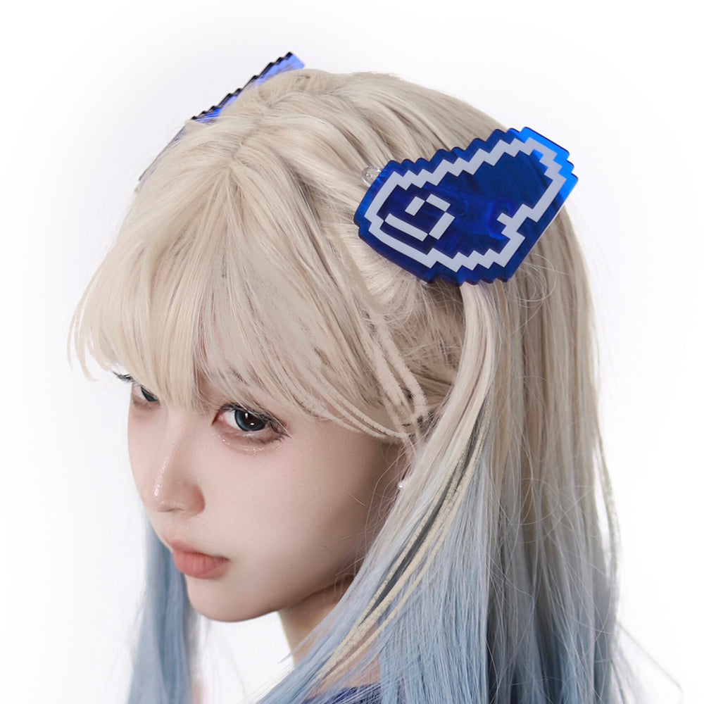 Cyber Y2K Pixel Tee Shorts Leg Warmers Hair Clip
