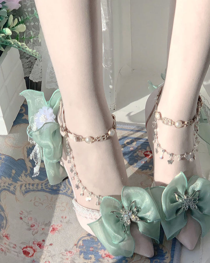 Fairy Butterfly Floral Decoration High Heels