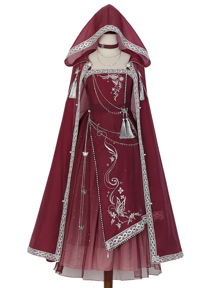 Eternal Day Priestess Red Cloak Dress with Accessories