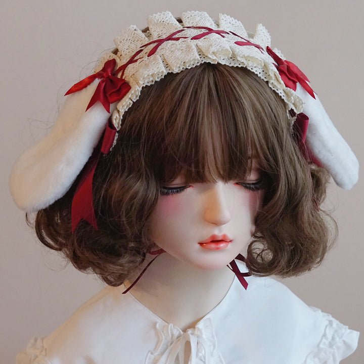 Lace Bow Bunny Ear Headband