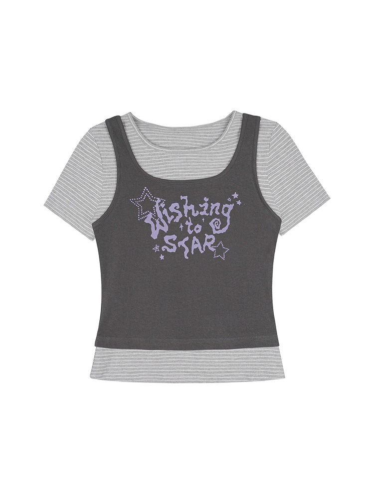 Layered Star Graphic Striped T-shirt