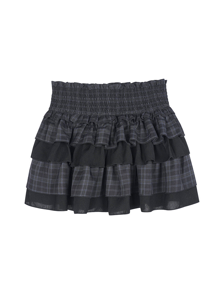Tiered Plaid Ruffle Mini Skirt Skort