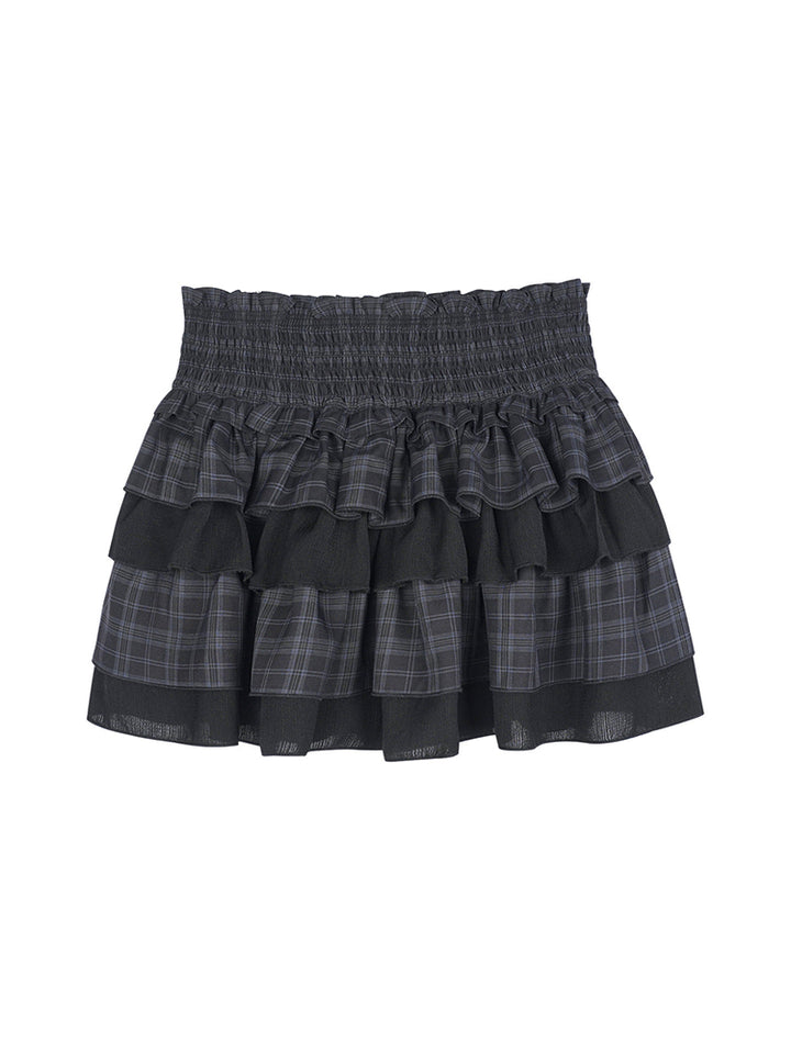 Tiered Plaid Ruffle Mini Skirt Skort