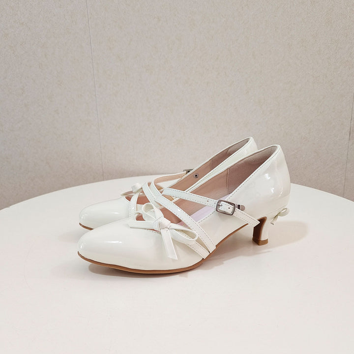 White Pointed-Toe Bow High Heel Shoes