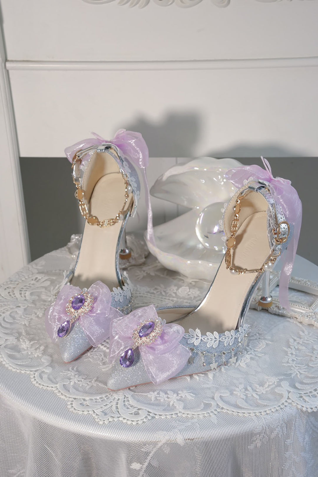 Lolita Bow Decorative Chain High Heels