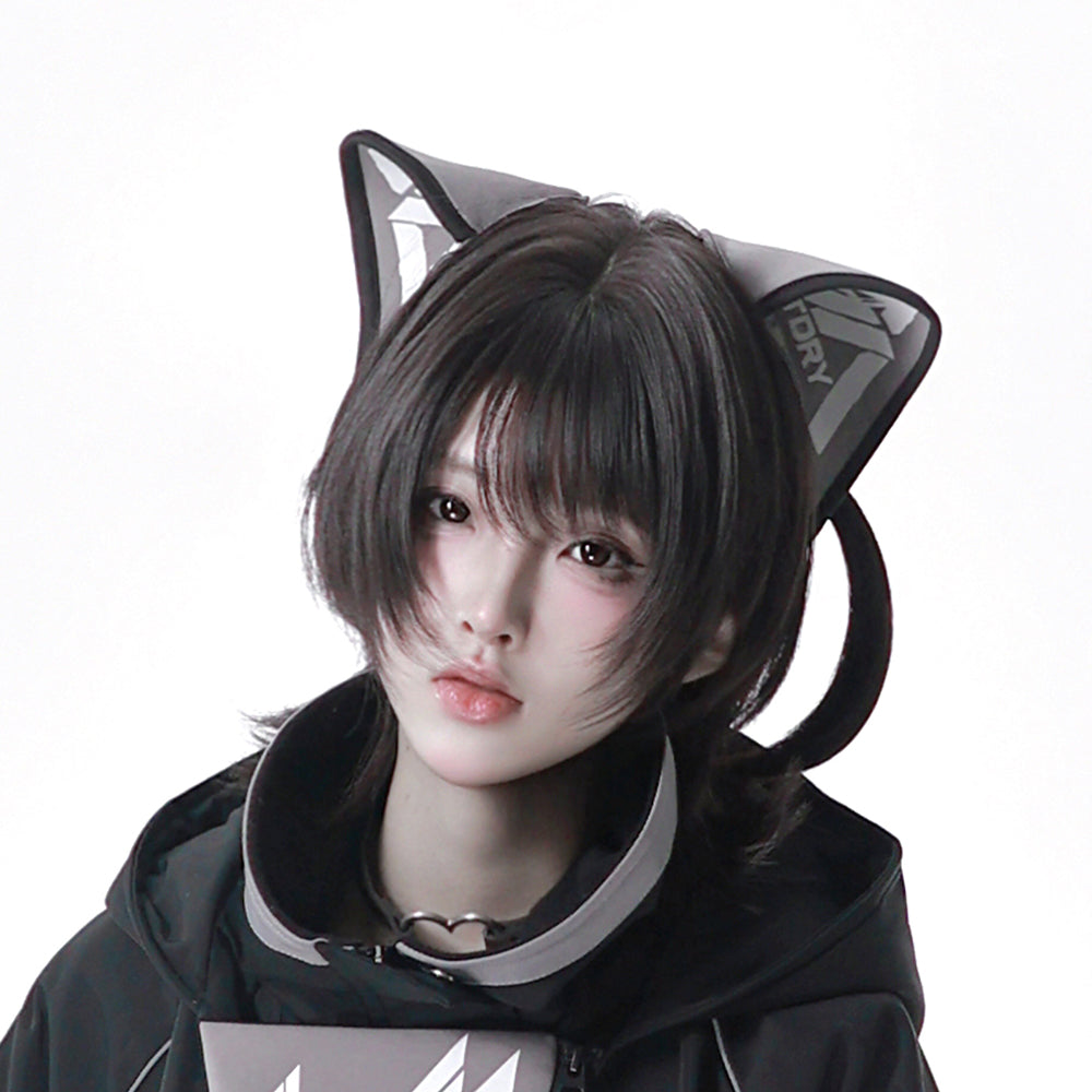 Apocalypse Techwear Cyber Y2K Cat Ear Jacket Shorts Leg Warmers Headband