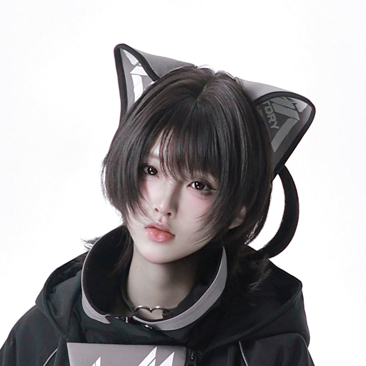 Apocalypse Techwear Cyber Y2K Cat Ear Jacket Shorts Leg Warmers Headband