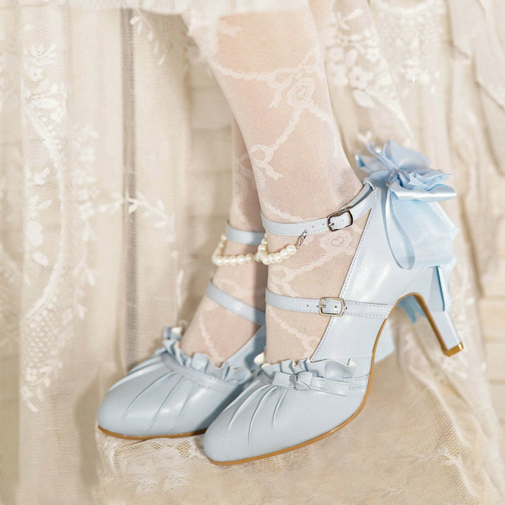 Apricot/White/Pink/Blue Mermaid Princess Bow Lolita High Heels