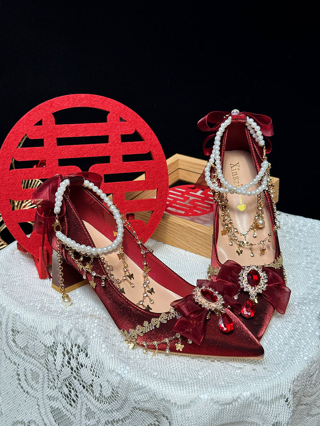 Lolita Bow Decorative Chain High Heels