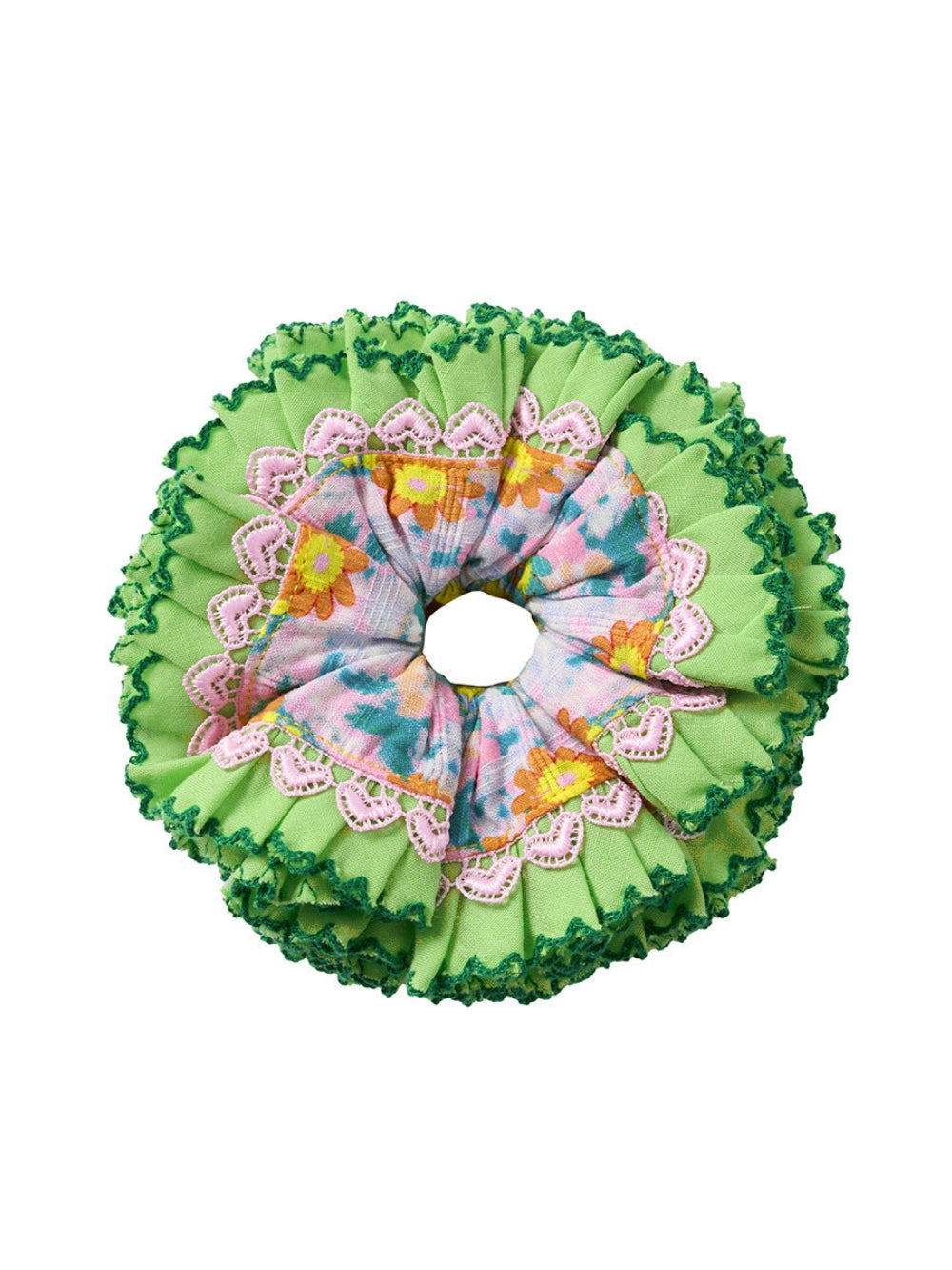 Floral Lace Ruffle Scrunchie