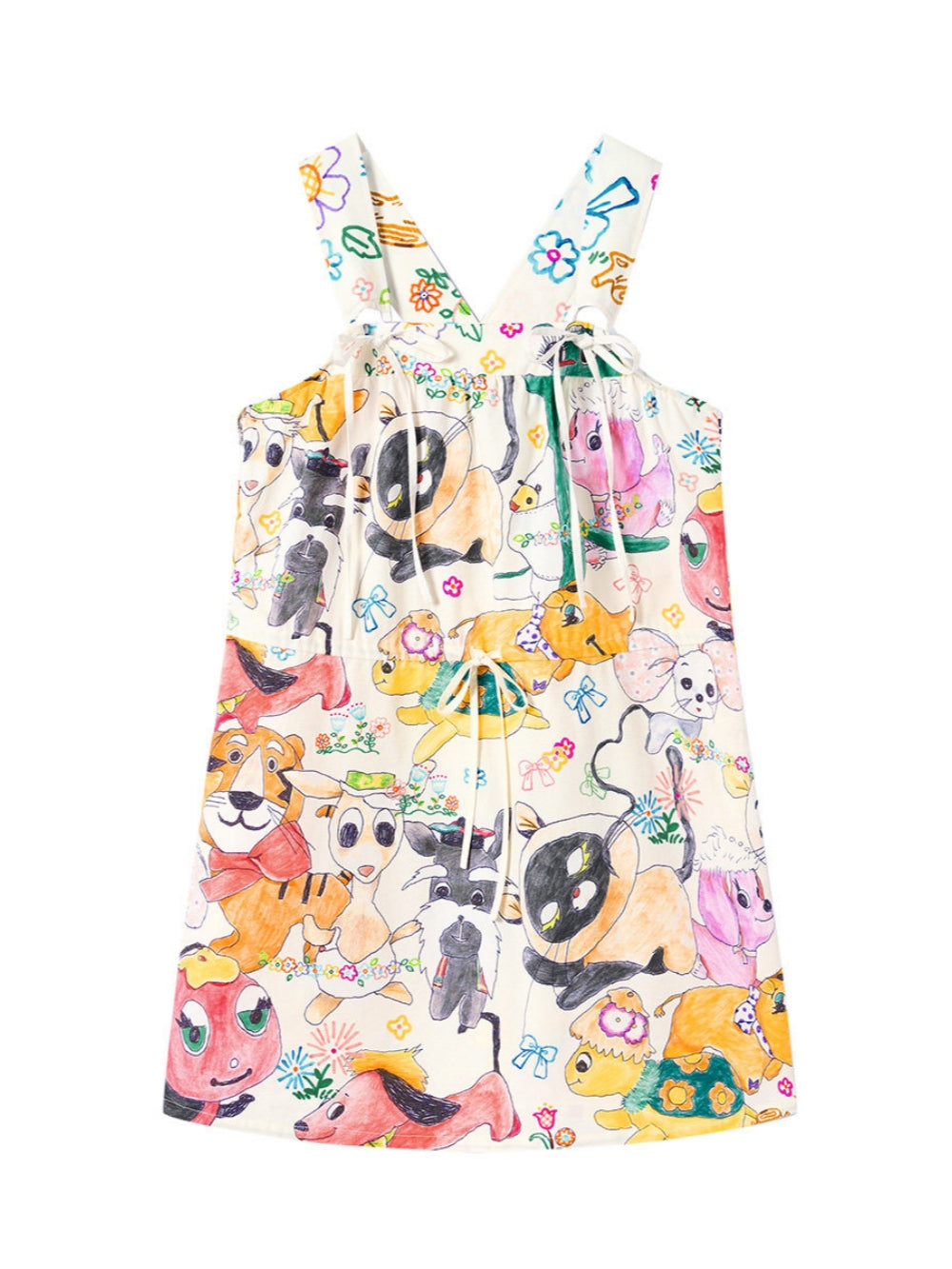 Cute Animal Print Tie Strap Dress