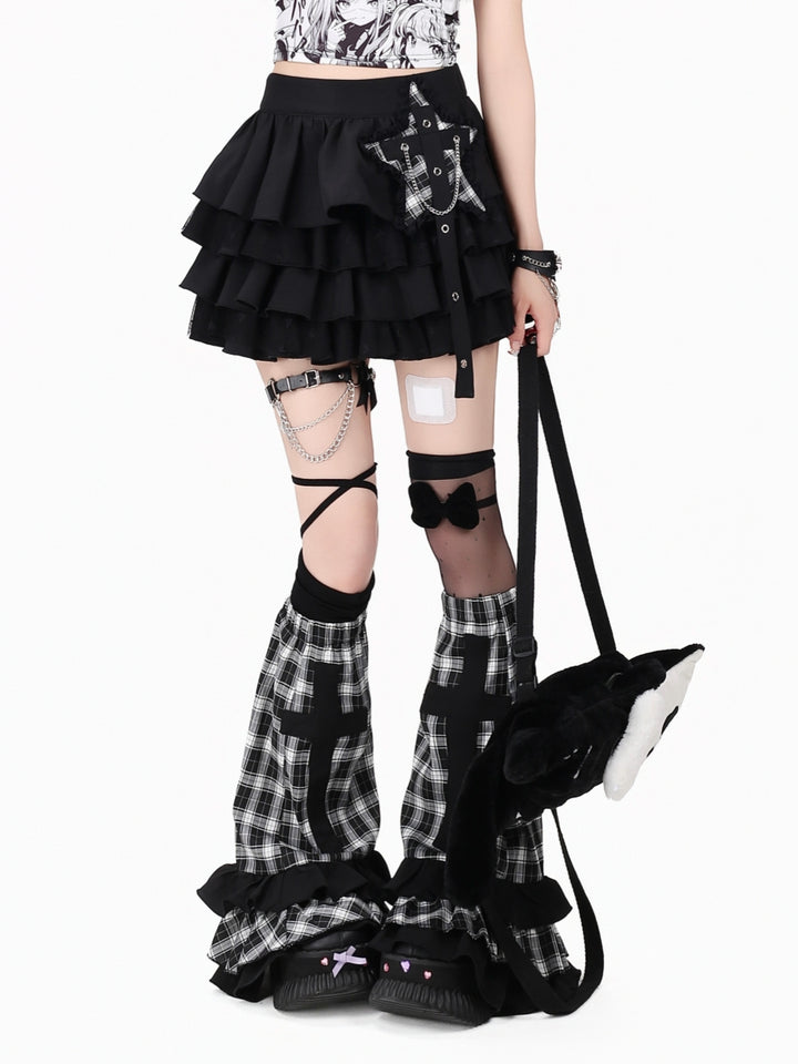 Plaid Layered Ruffle Mini Skirt