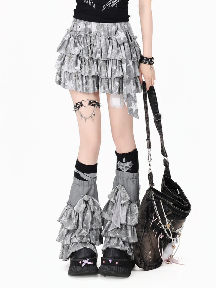 Star Ruffle Mini Skirt with Matching Leg Warmers