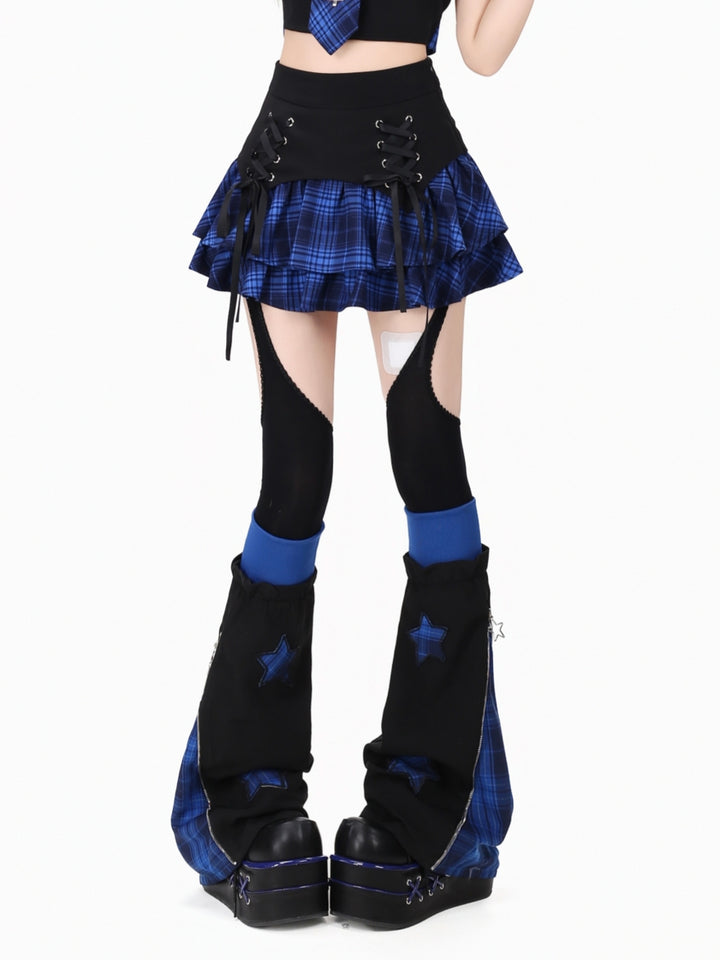 Plaid Star Panel Leg Warmers