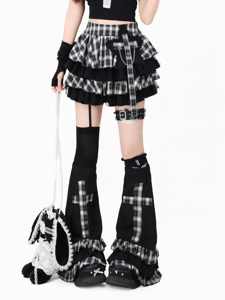 Plaid Layered Ruffle Mini Skirt