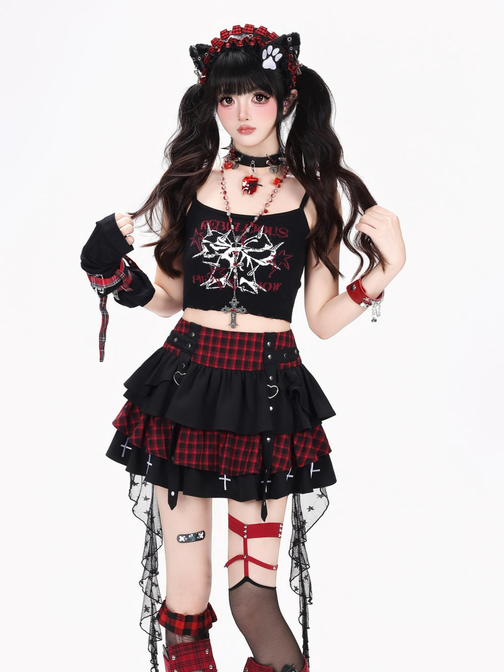 Gothic Bow Graphic Cropped Tank Top