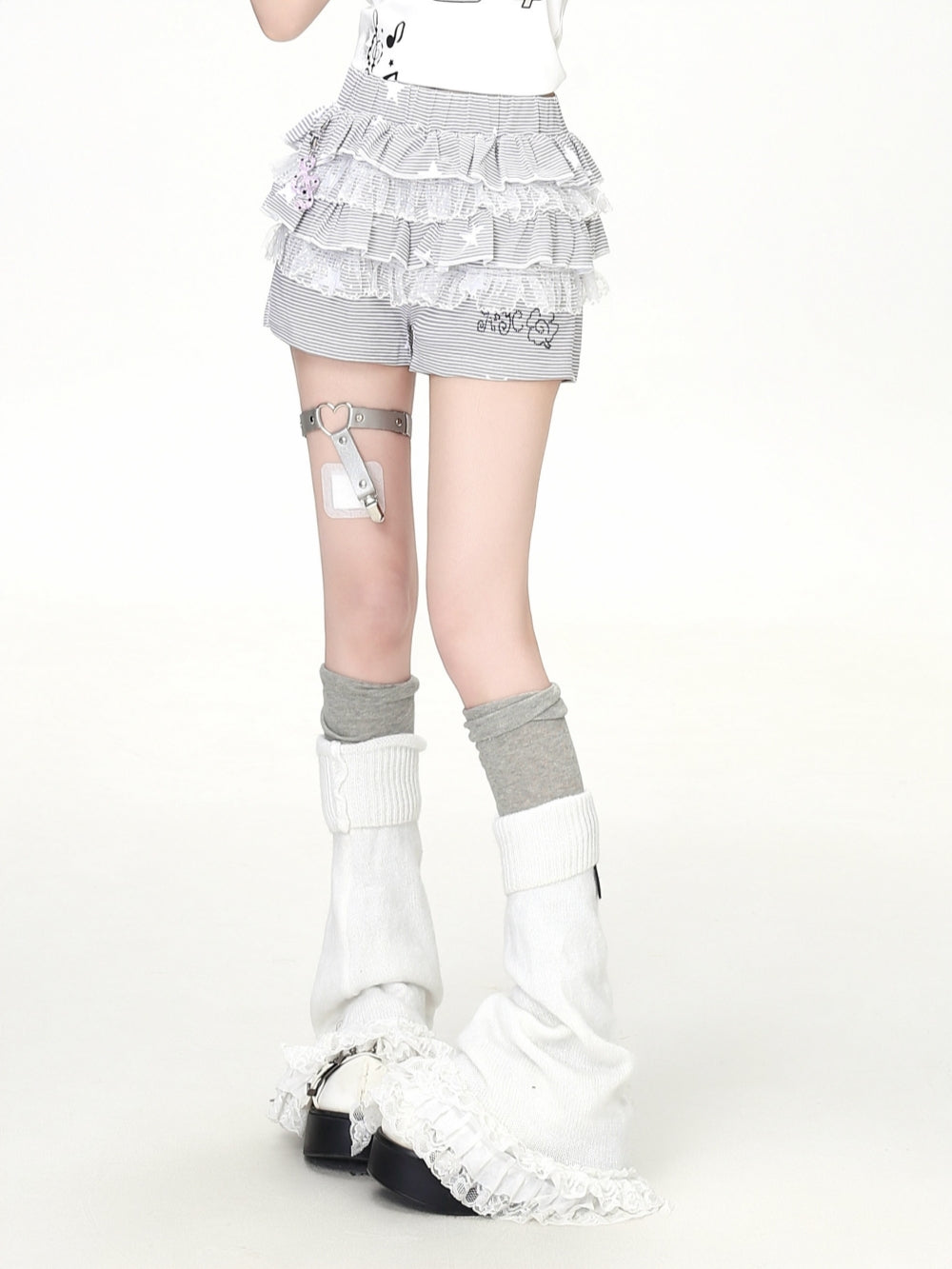 Striped Cat Print Top Shorts