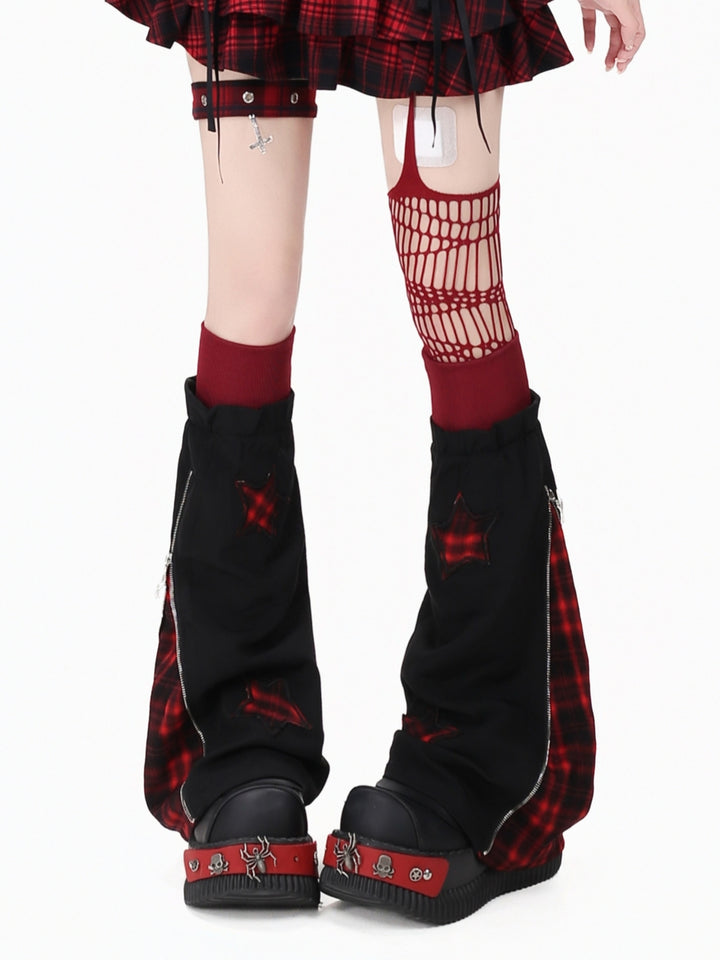 Plaid Star Panel Leg Warmers