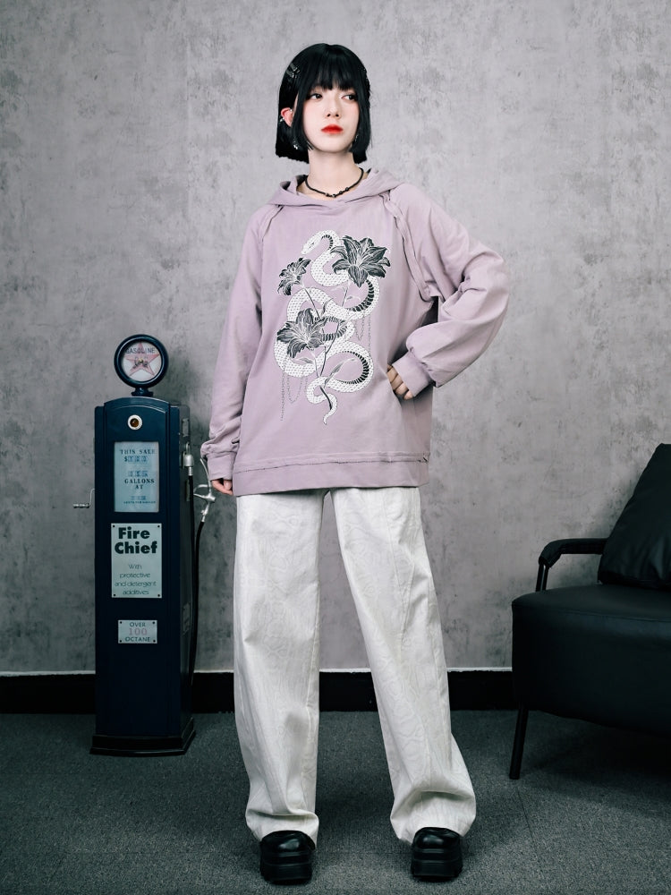 Snake Print Pullover Hoodie