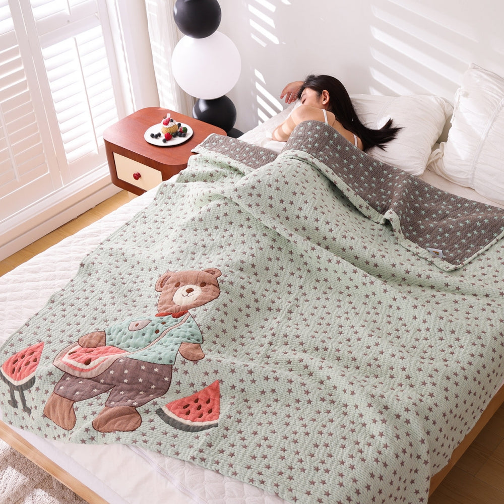 Summer Bear Watermelon Cartoon Blanket