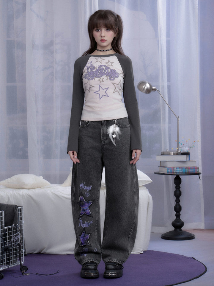 Sweet Edgy Dark Washed Gray Denim Pants