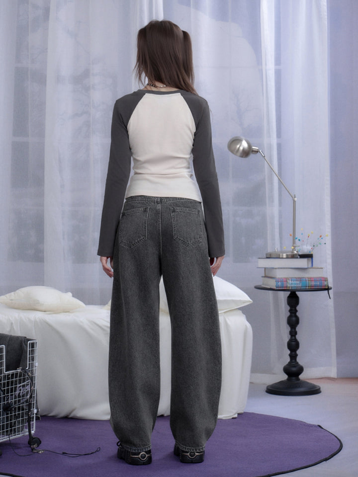 Sweet Edgy Dark Washed Gray Denim Pants