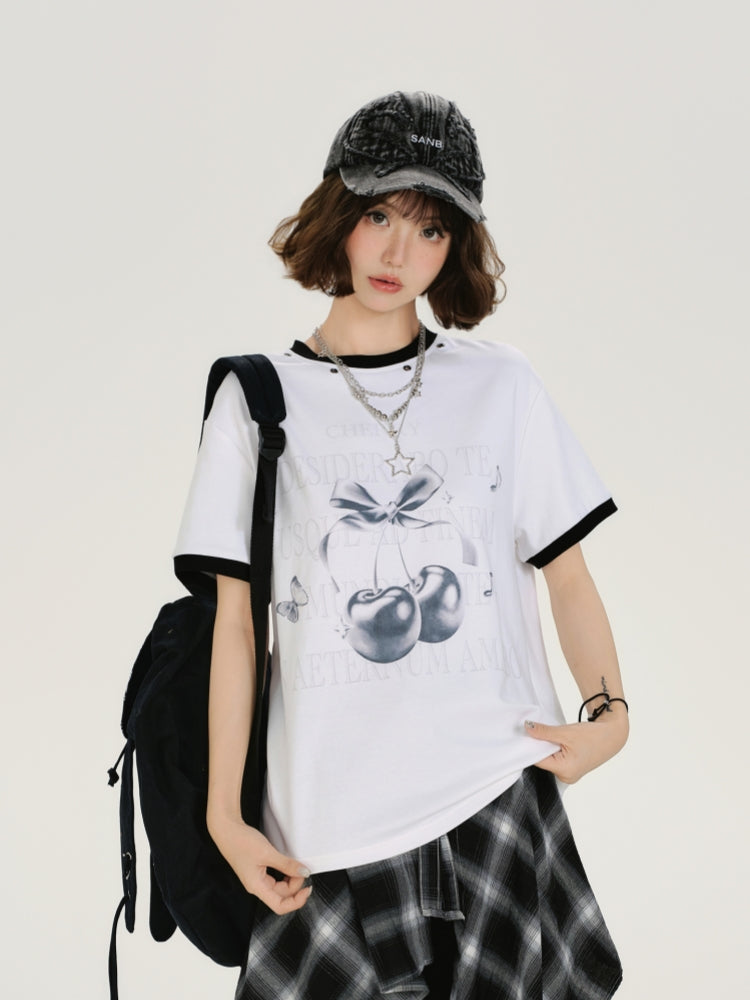 Sweetheart Cherry Print T-shirt