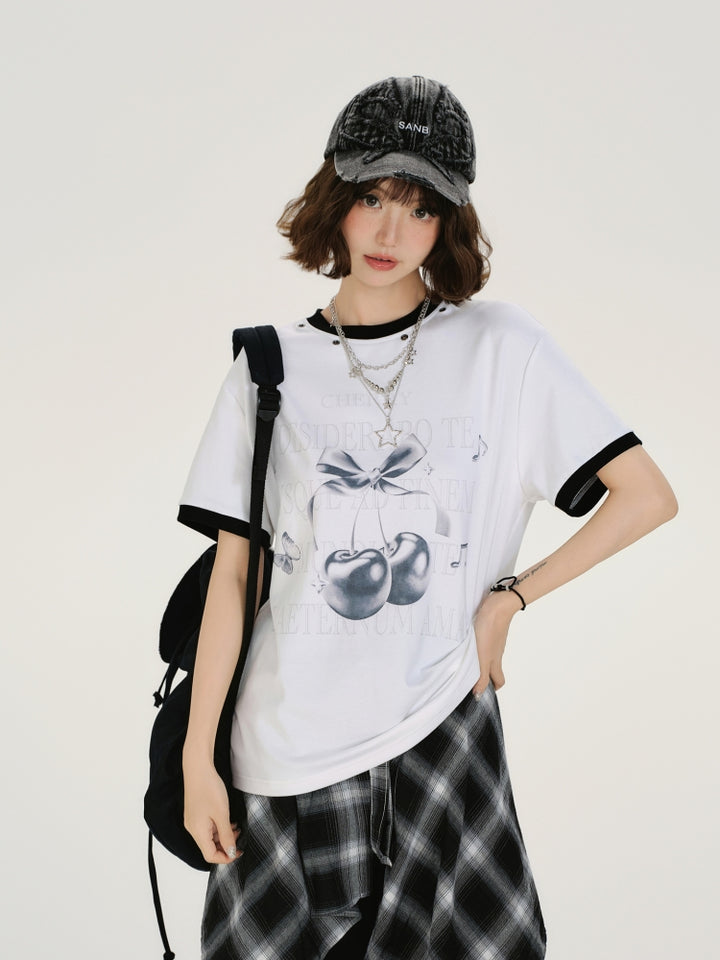 Sweetheart Cherry Print T-shirt