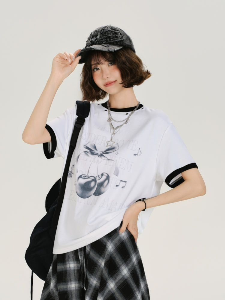 Sweetheart Cherry Print T-shirt