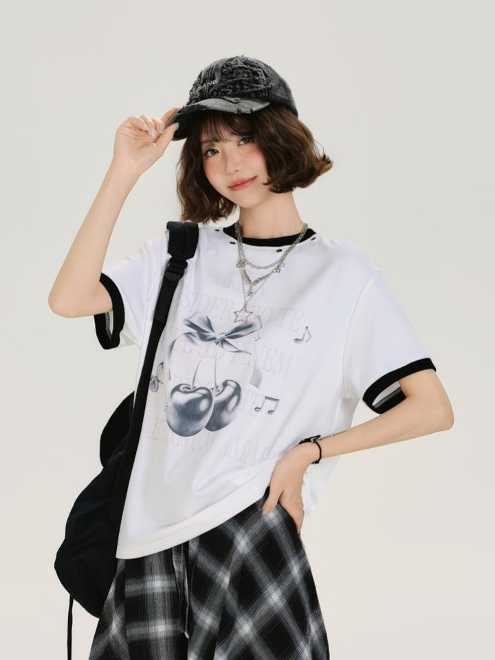 Sweetheart Cherry Print T-shirt
