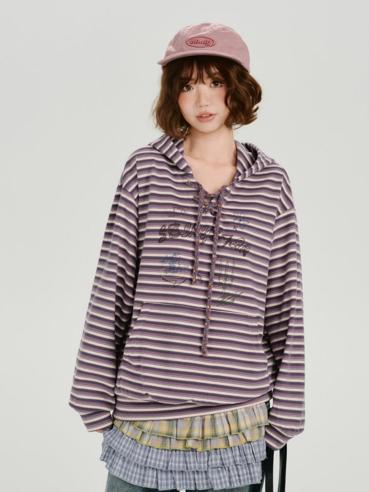 Trendy Striped Print Hoodie