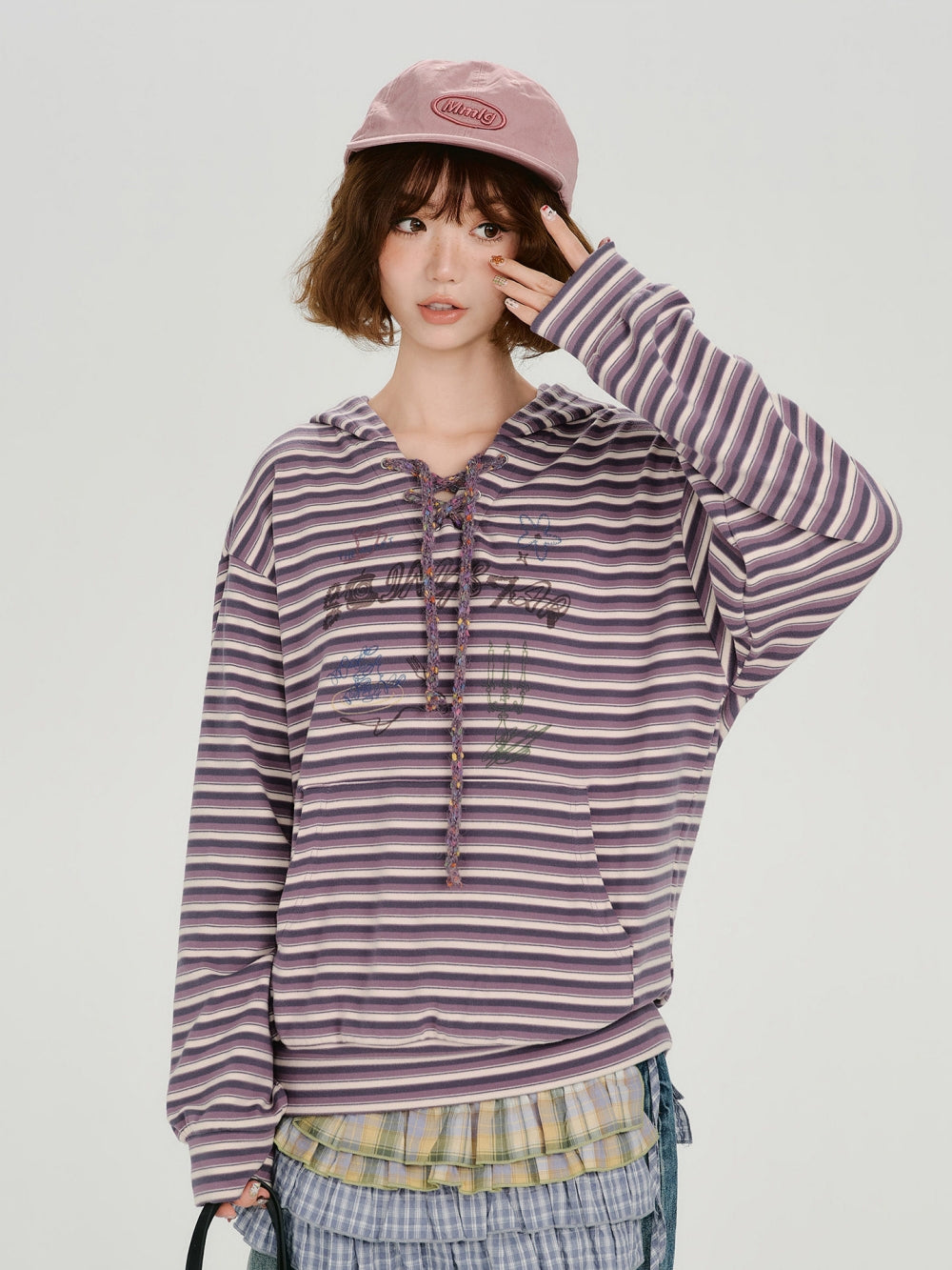 Trendy Striped Print Hoodie