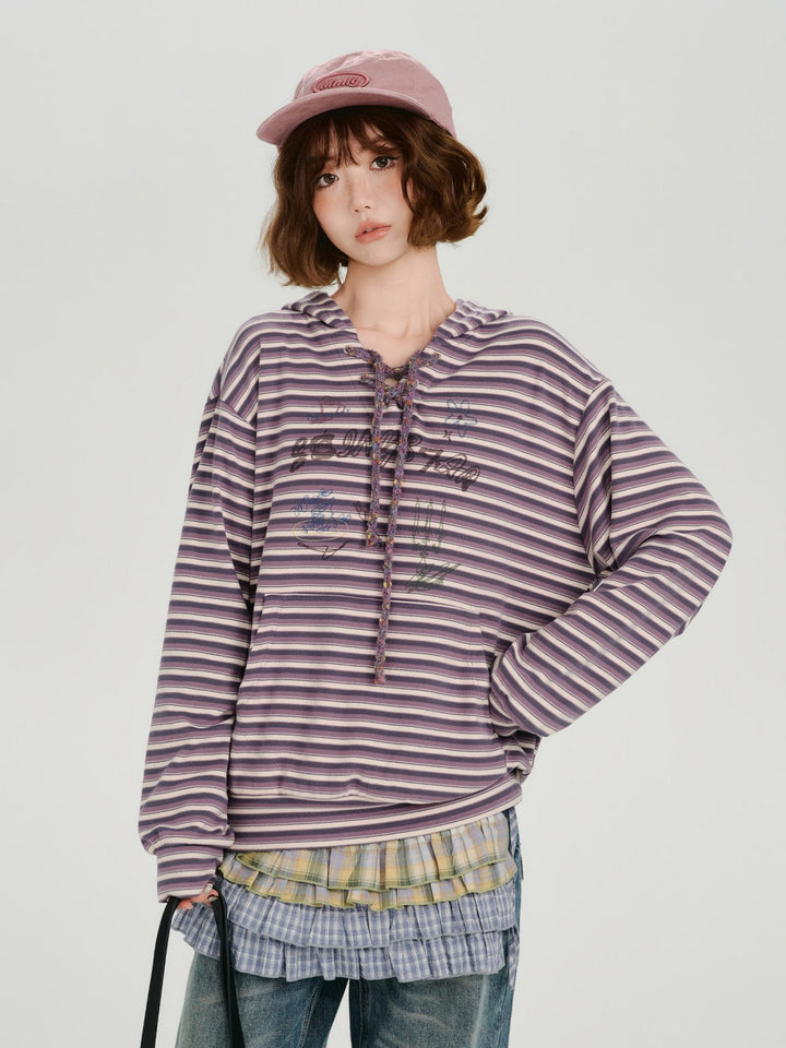 Trendy Striped Print Hoodie