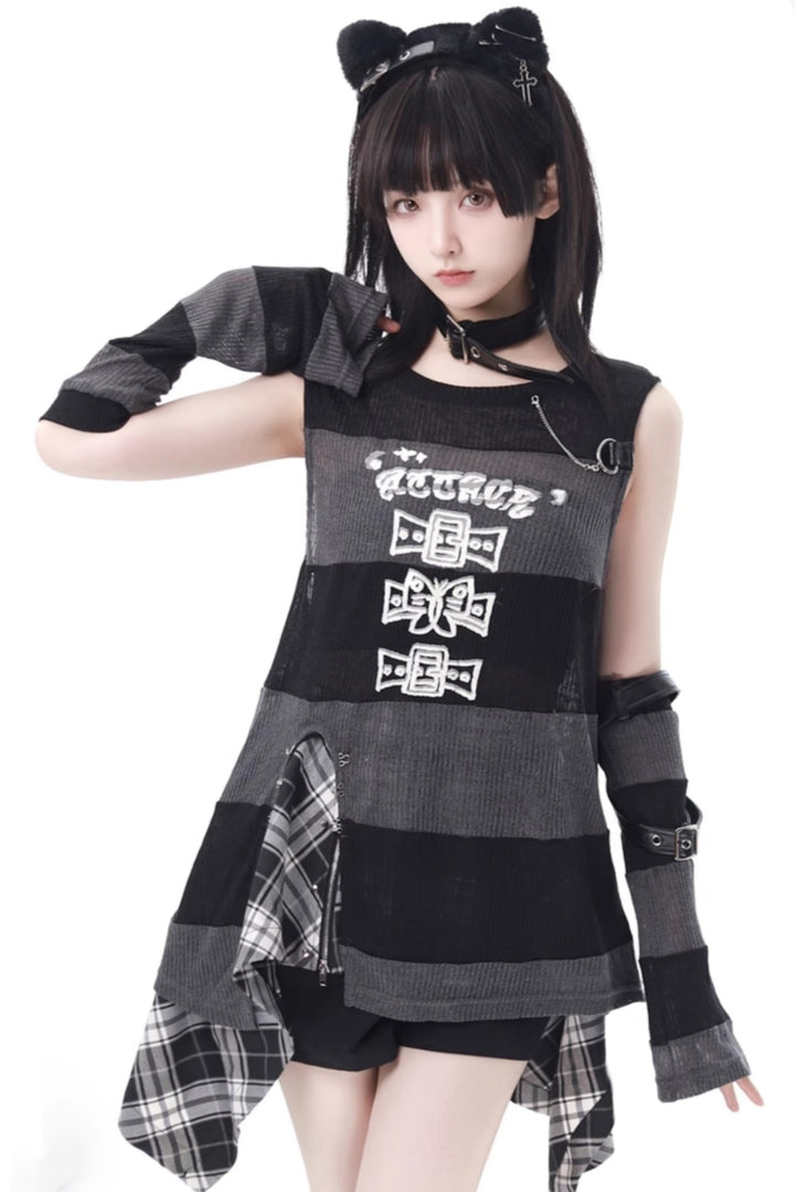 Subculture Sleeveless Vest / Plaid Skirt