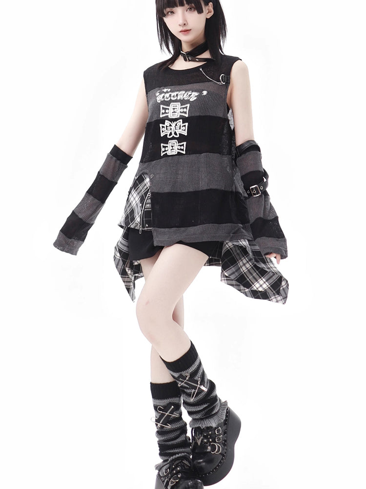 Subculture Sleeveless Vest / Plaid Skirt