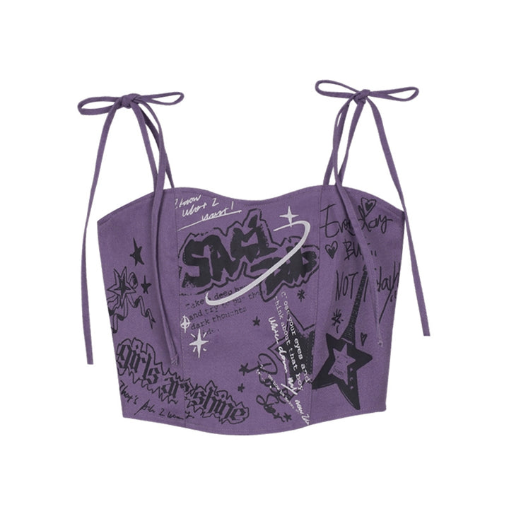 Vibrant Purple Graffiti Strappy Top