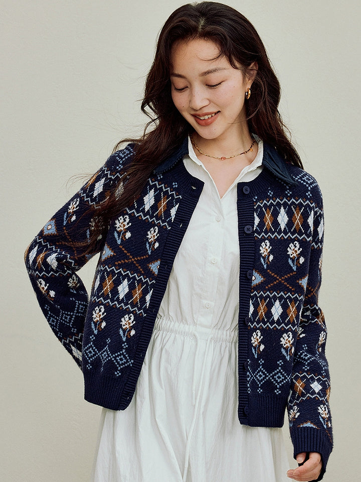 Vintage Checkered Pattern Sweater Coat