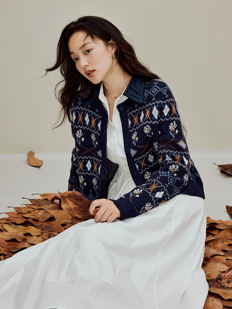 Vintage Checkered Pattern Sweater Coat