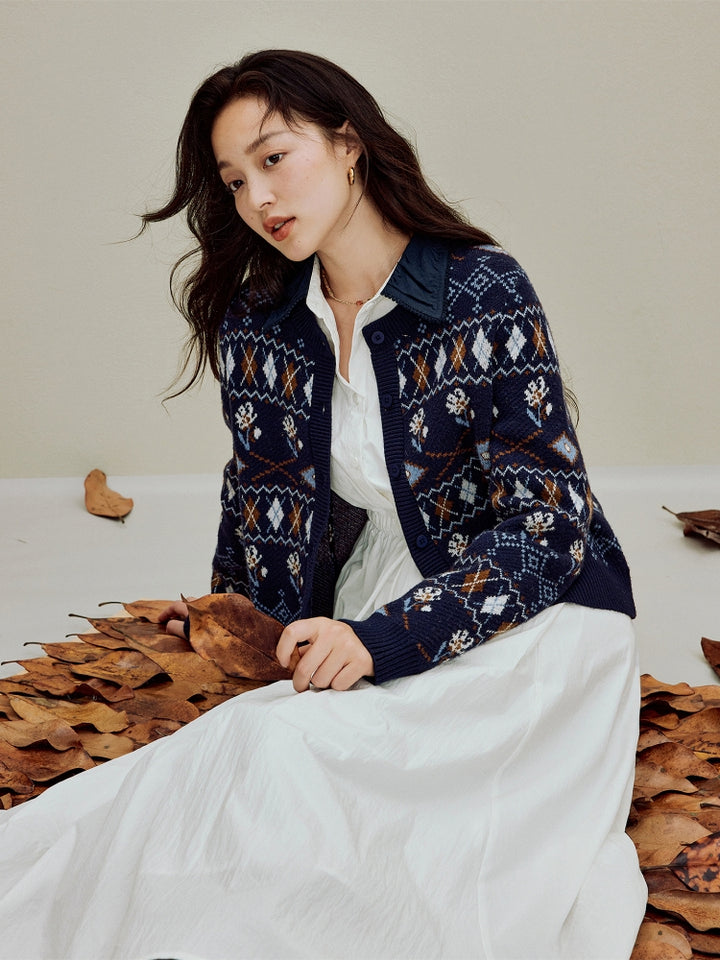 Vintage Checkered Pattern Sweater Coat