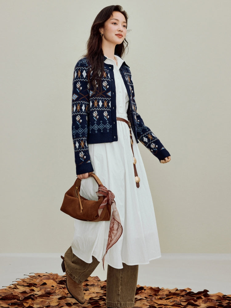 Vintage Checkered Pattern Sweater Coat