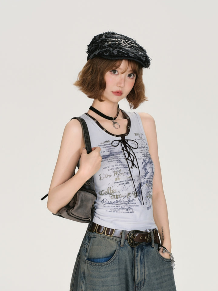 Vintage Print Vest Top