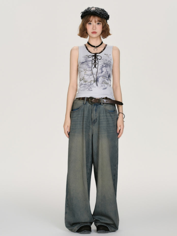 Vintage Print Vest Top