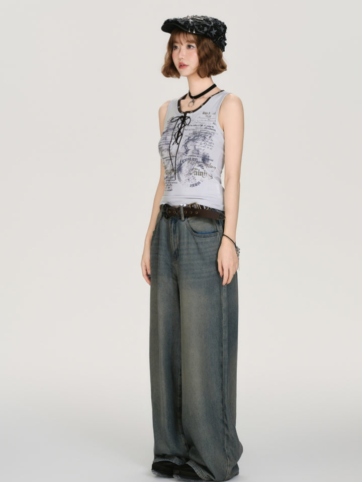 Vintage Print Vest Top