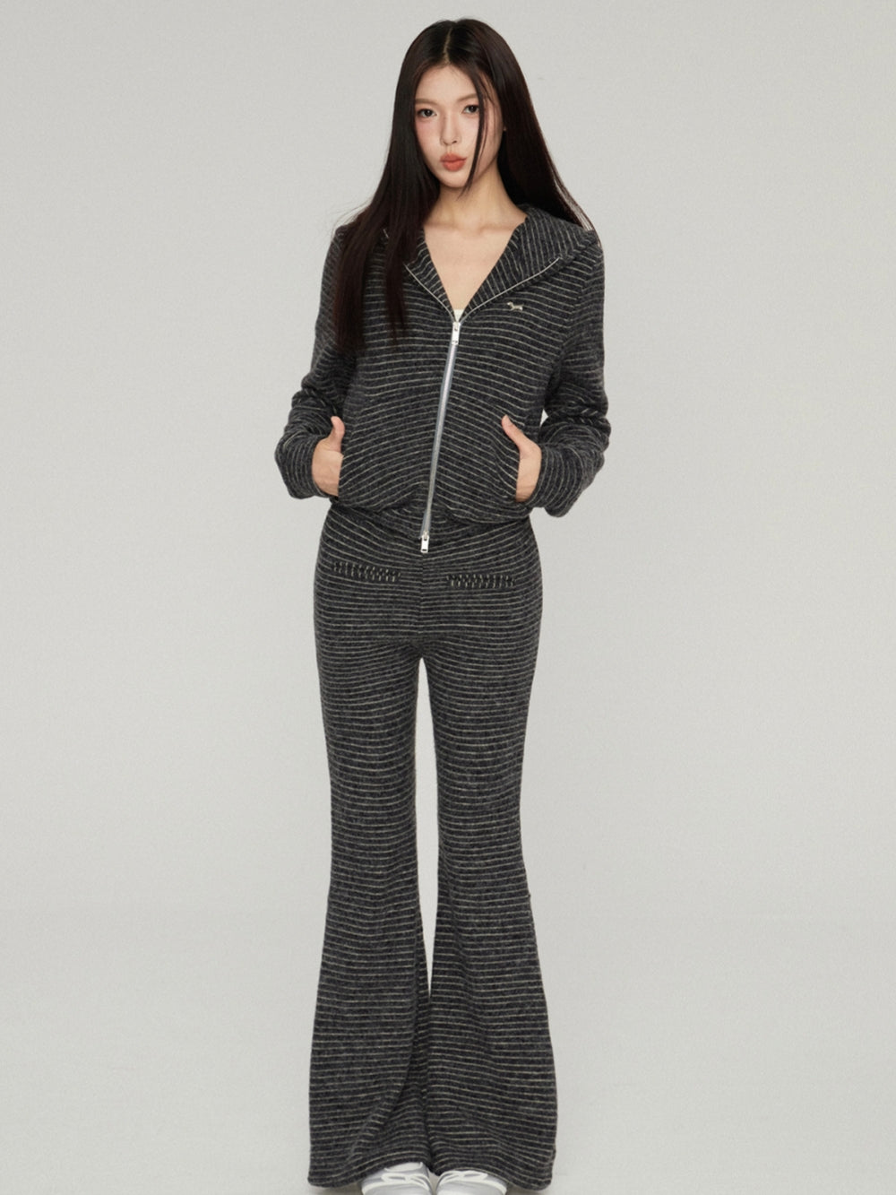 Vintage Striped Hoodie and Flared Pants