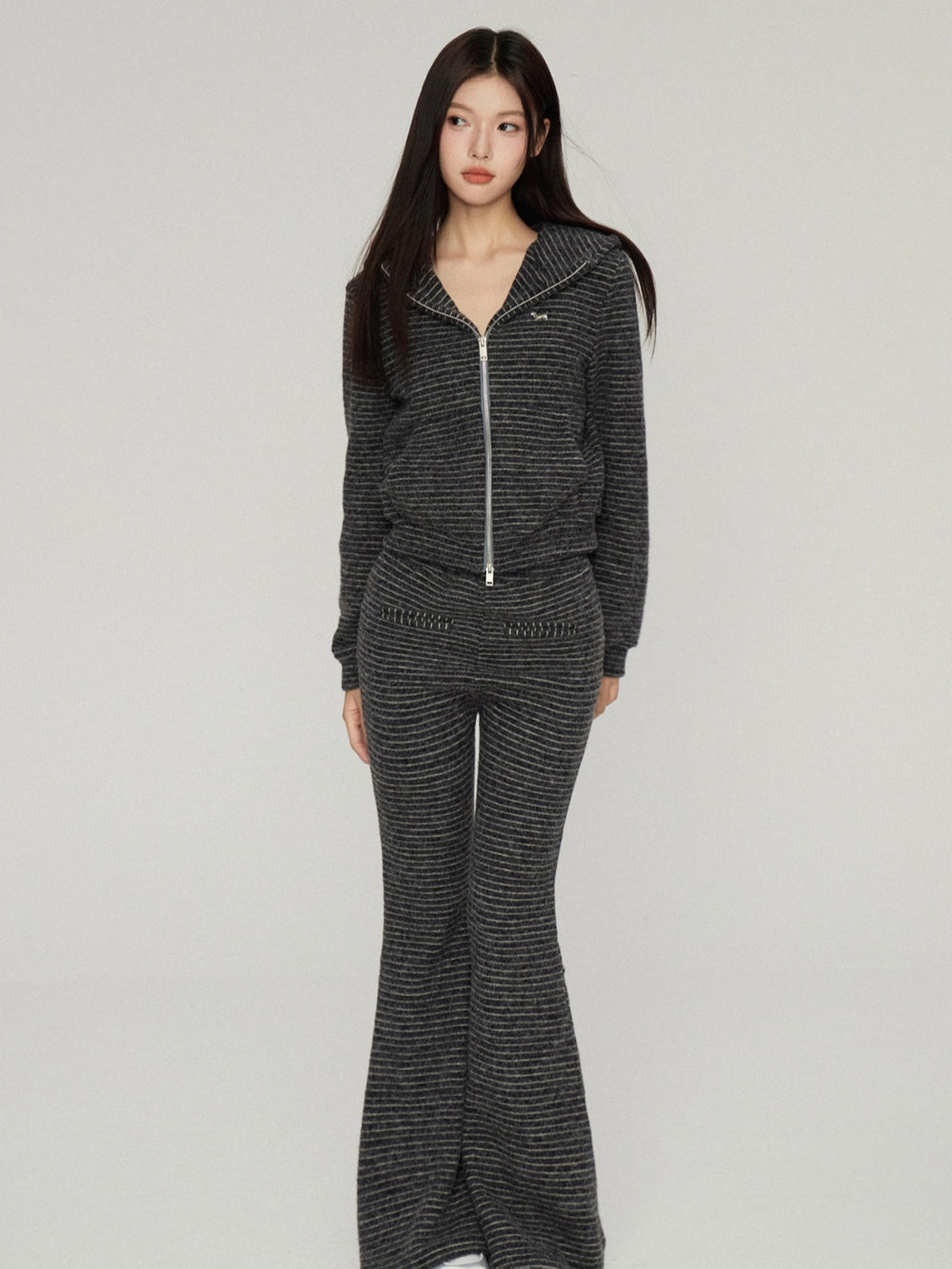 Vintage Striped Hoodie and Flared Pants