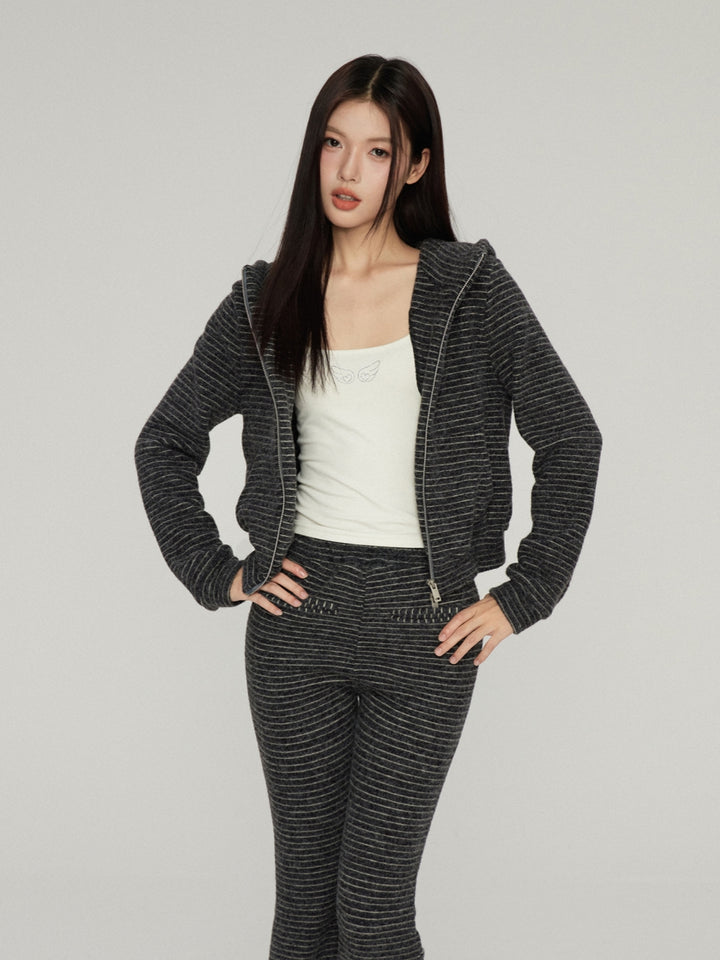 Vintage Striped Hoodie and Flared Pants